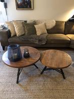 Set ronde mango houten salontafels, 50 tot 100 cm, Rond, Ophalen of Verzenden, Zo goed als nieuw