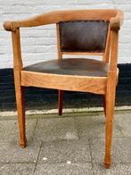 Stevige antieke  burostoel, eiken, met armleuningen, Ophalen of Verzenden