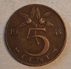 Nederland 5 Cent 1948, Postzegels en Munten, Munten | Nederland, Ophalen of Verzenden, Koningin Wilhelmina, 5 cent, Losse munt