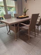 Tuinset tuintafel met 4 stoelen rotan taupe, Tuin en Terras, Ophalen, 4 zitplaatsen, Rotan, Zo goed als nieuw