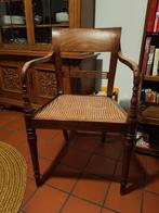 Antieke Houten Stoel met Rotan Zitting, Riet of Rotan, Gebruikt, Bruin, Eén