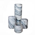 Vintage set marmeren theelichthouders en vaas, Huis en Inrichting, Woonaccessoires | Kandelaars en Kaarsen, Overige materialen