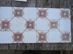 20 m2 antieke wandtegels 12x12cm roodbruin decor / wit, Ophalen