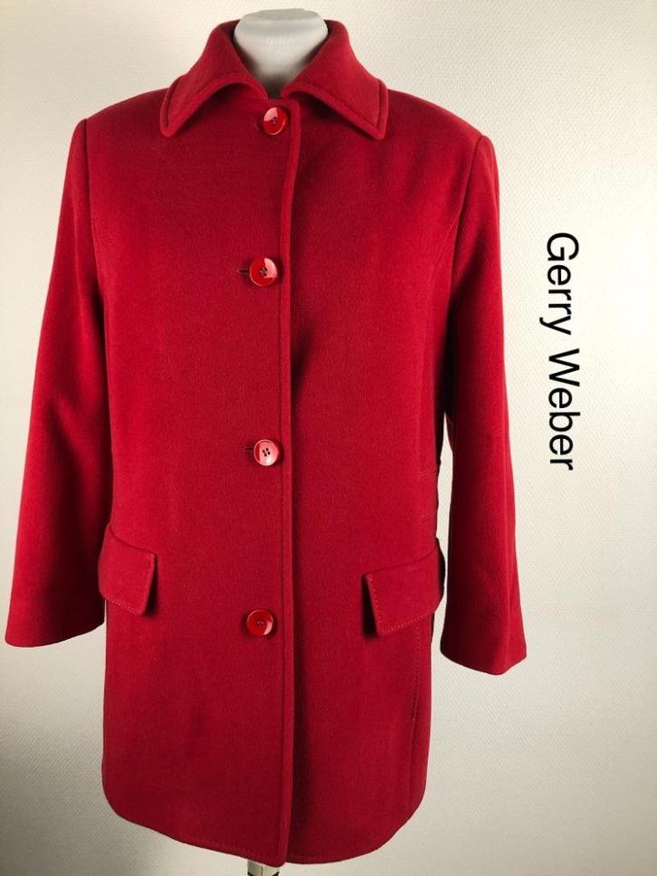 Gerry Weber Manteljas 80% wol (mt: 42) 28,2/8703, Kleding | Dames, Jassen | Winter, Zo goed als nieuw, Maat 42/44 (L), Rood, Ophalen of Verzenden