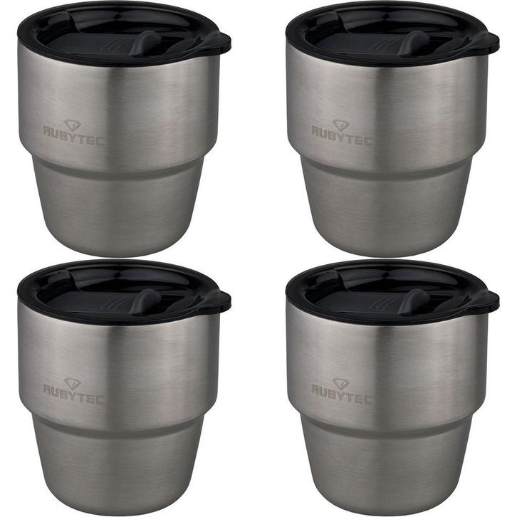 RUBYTEC SHIRA DAILYSHOT 0,175L STEEL (4-PACK), Caravans en Kamperen, Kampeeraccessoires, Nieuw, Ophalen of Verzenden