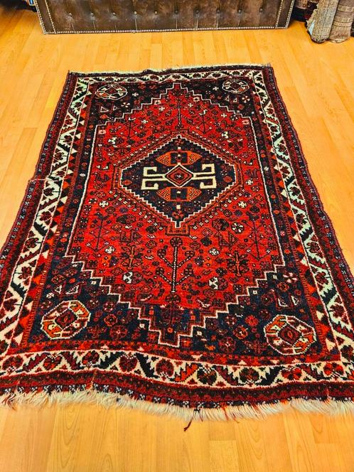 Perzisch Handgeknoopt Shiraz Tapijt. Prachtige kleuren!, Antiek en Kunst, Antiek | Kleden en Textiel, Ophalen of Verzenden