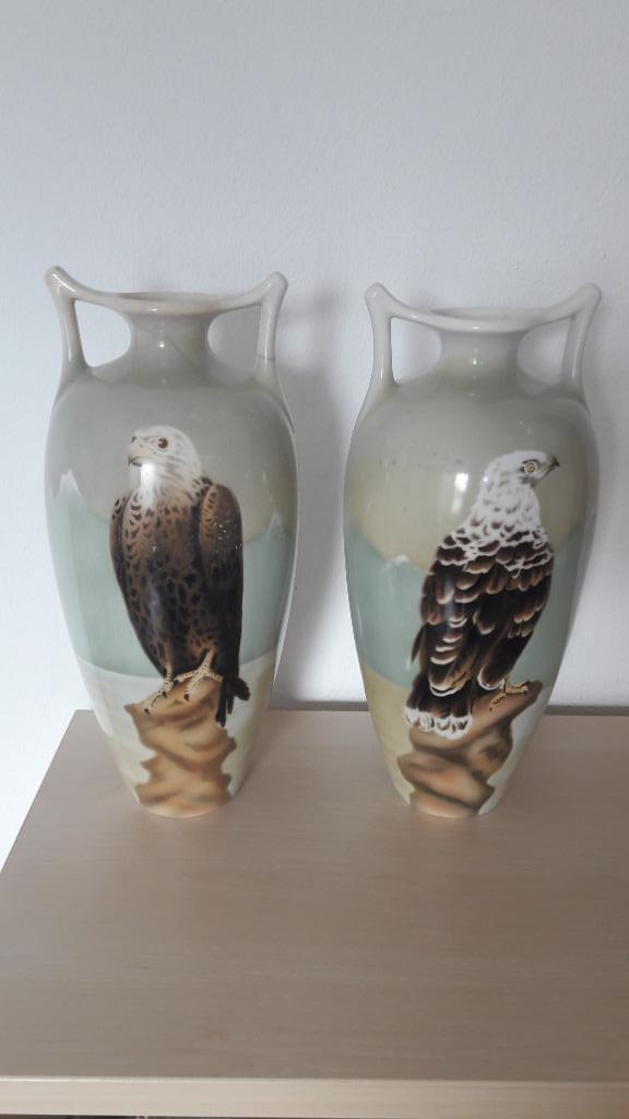 Grote Amphora Vazen  met roofvogels  Societe Ceramique, Antiek en Kunst, Antiek | Vazen, Ophalen