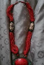 Echte rode koraal ketting, Verzenden, Zo goed als nieuw, Rood, Steen of Mineraal