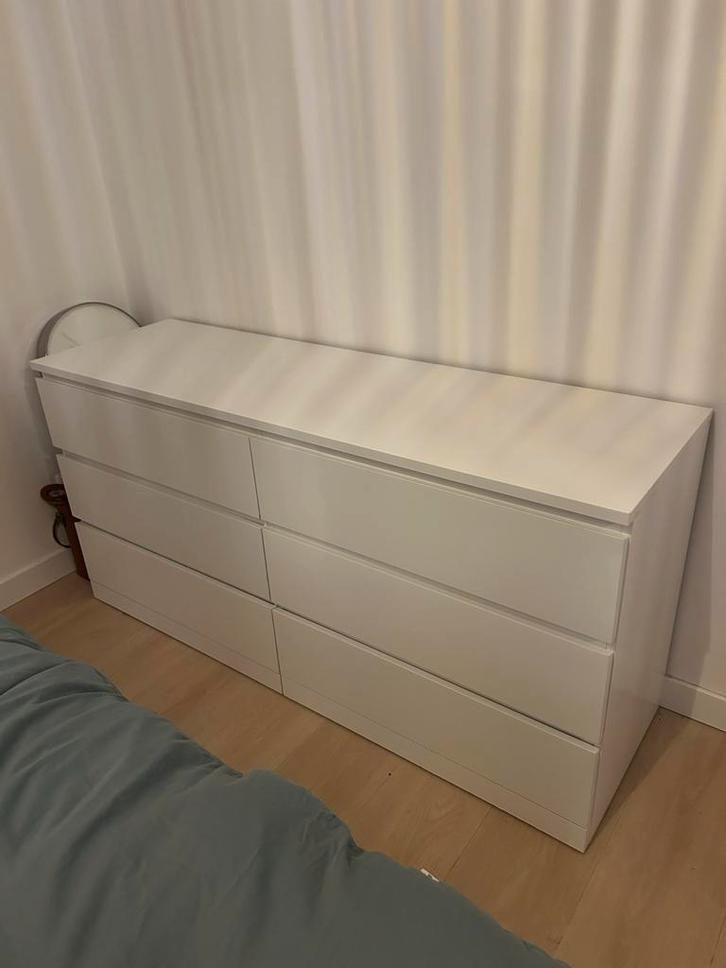 Ikea MALM ladekast - 6 lades - wit, Huis en Inrichting, Kasten | Ladekasten, Gebruikt, Minder dan 100 cm, 150 tot 200 cm, 25 tot 50 cm