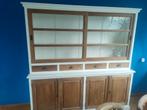 Teak houten buffetkast met glazen schuifdeuren, Huis en Inrichting, Kasten | Buffetkasten, Ophalen, Gebruikt, Met deur(en), 200 cm of meer