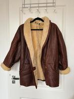 Vintage lerenjas met echte lamswol en leer., Ophalen of Verzenden, Zo goed als nieuw, Maat 36 (S), Bruin
