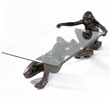 Vintage C. Conndray Bronzen Sculptuur Salontafel beschikbaar voor biedingen