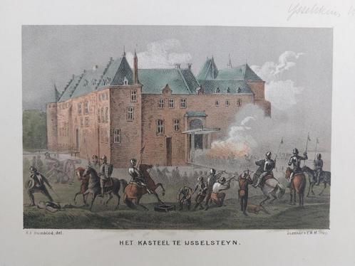 6 / Kasteel van IJsselstein Litho uit 1854, Antiek en Kunst, Kunst | Litho's en Zeefdrukken, Ophalen of Verzenden