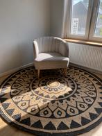 Jute vloerkleed met zwarte tekening, 190cm, Ophalen, Crème, 150 tot 200 cm, Rond