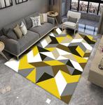 Geel Grijs Wit Zwart Geometrisch Vloerkleed / Kleed Tapijt, Huis en Inrichting, Stoffering | Tapijten en Kleden, Verzenden, Nieuw