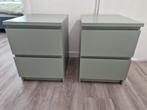 2x malm ikea nachtkastjes groen, Ophalen, Gebruikt, Hout, Minder dan 55 cm