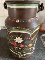 Brocante Melkbus met Bloemmotieven Handgeschilderd Decoratie, Ophalen of Verzenden