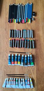 Set acrylverf aquarelverf penselen oliepastel en kleurtjes, Hobby en Vrije tijd, Ophalen of Verzenden, Zo goed als nieuw, Potlood of Stift