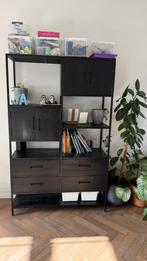 Vakkenkast Milay zwart ; kast met vakken hout en metaal, Huis en Inrichting, Kasten | Wandmeubels, Ophalen, Gebruikt, Minder dan 150 cm