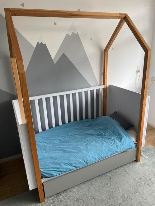 Meegroeibed - bedhuisje voor leeftijd tot 10jaar!, Kinderen en Baby's, Kinderkamer | Bedden, Gebruikt, 140 tot 160 cm, 70 tot 85 cm