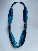 Mooie ketting, vele lagen, zwart en turkois blauw kleur, Overige materialen, Zwart, Nieuw, Ophalen of Verzenden