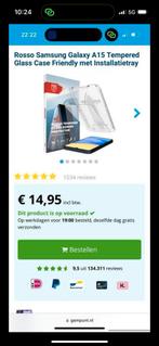 Rosso Samsung Galaxy A15 Tempered Glass Case met installatie, Ophalen of Verzenden, Nieuw, Galaxy Ace 2, Frontje of Cover
