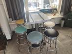 Bel Air Bartafel met 4 Barkrukken, Huis en Inrichting, Barkrukken, Gebruikt, Met voetsteun, Ophalen of Verzenden, 90 cm of meer