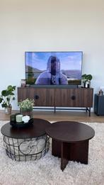 Bijzettafel en salon tafel met opbergruimte donkerbruin, Ophalen, Vierkant, 50 tot 100 cm, Minder dan 50 cm