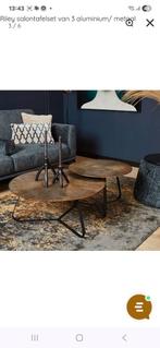 Salontafel set van metaal  merk Riley, Huis en Inrichting, Tafels | Salontafels, 50 tot 100 cm, Rond, Zo goed als nieuw, Metaal