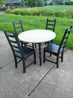 ronde eettafel met 4 stoelen, Huis en Inrichting, Tafels | Eettafels, Ophalen, Rond, Zo goed als nieuw, Vier personen