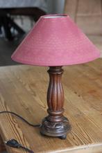 Oud Houten tafellamp, Gebruikt, Ophalen of Verzenden, Stof, Minder dan 50 cm