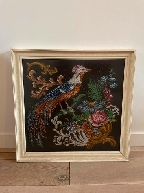 Mooi ingelijst borduurwerk fazant vogels bloemen, Huis en Inrichting, Woonaccessoires | Schilderijen, Tekeningen en Foto's, Gebruikt
