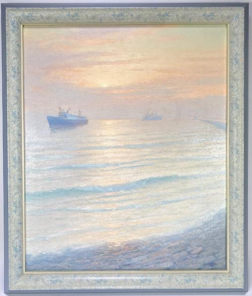 Schilderij, Henk Dekker, marine op zee, midden 20e eeuw, Antiek en Kunst, Kunst | Schilderijen | Klassiek, Ophalen of Verzenden