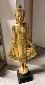 Prachtige Gouden Houten Buddha uit Thailand - 113cm, Antiek en Kunst, Ophalen