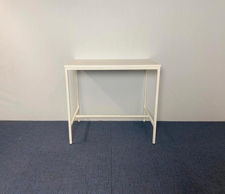 Hoge vergadertafel, wit blad, wit frame, 120 x 80 cm., Huis en Inrichting, Bureaus, Gebruikt, Ophalen