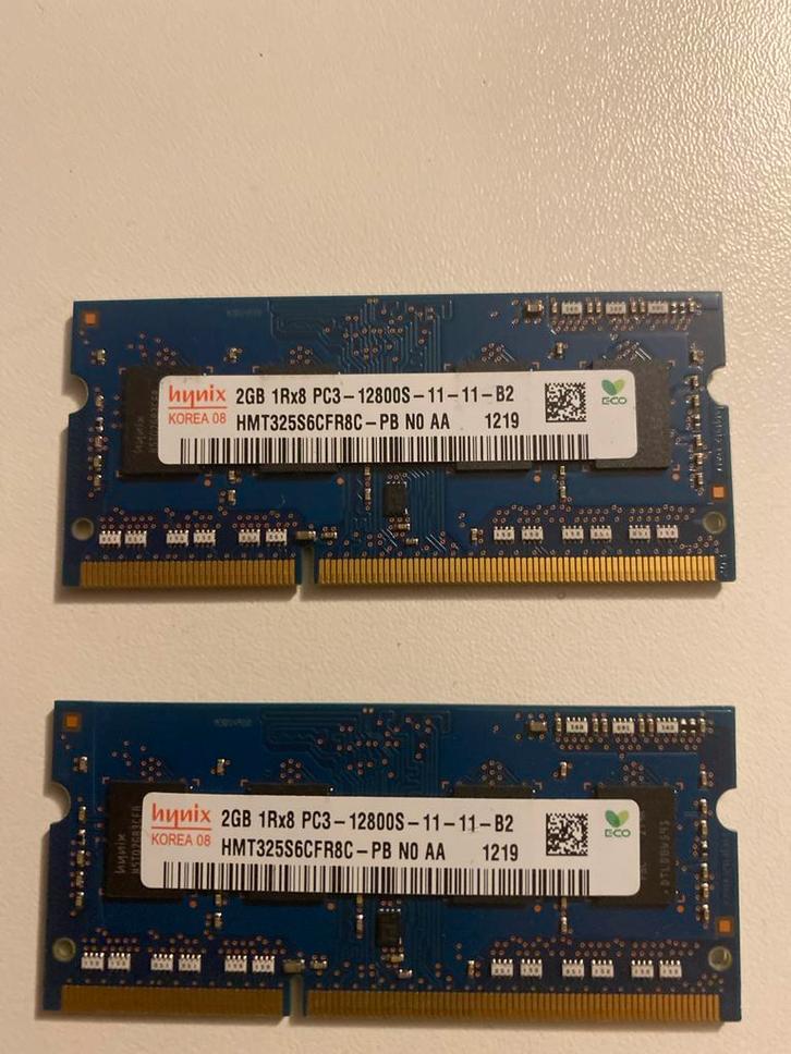Hynix 2x2GB DDR3 Laptop RAM, Computers en Software, RAM geheugen, Gebruikt, Laptop, 2 GB, DDR3, Ophalen of Verzenden