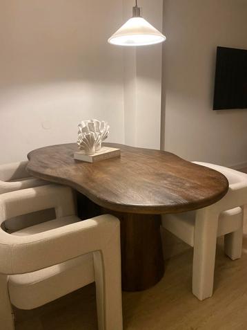Mangohouten Eettafel Japandi Stijl - 160cm beschikbaar voor biedingen