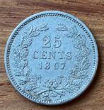 nette 25 cent 1897 Wilhelmina, Postzegels en Munten, Munten | Nederland, Ophalen, Zilver, 25 cent, Koningin Wilhelmina