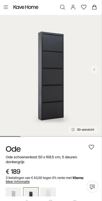 Ode schoenenkast grijs 5 vakken metaal beschikbaar voor biedingen