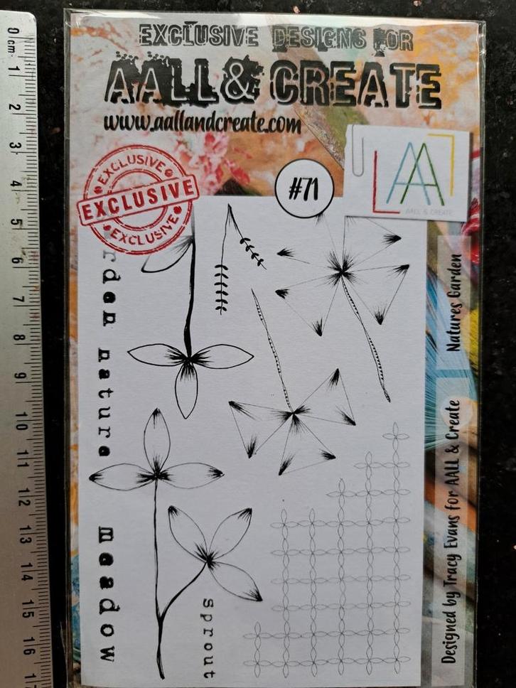 AALL & CREATE #71 STEMPEL BLOEMEN MIXED MEDIA JOURNAL KAART, Hobby en Vrije tijd, Stempelen, Nieuw, Clearstamp, Ophalen of Verzenden