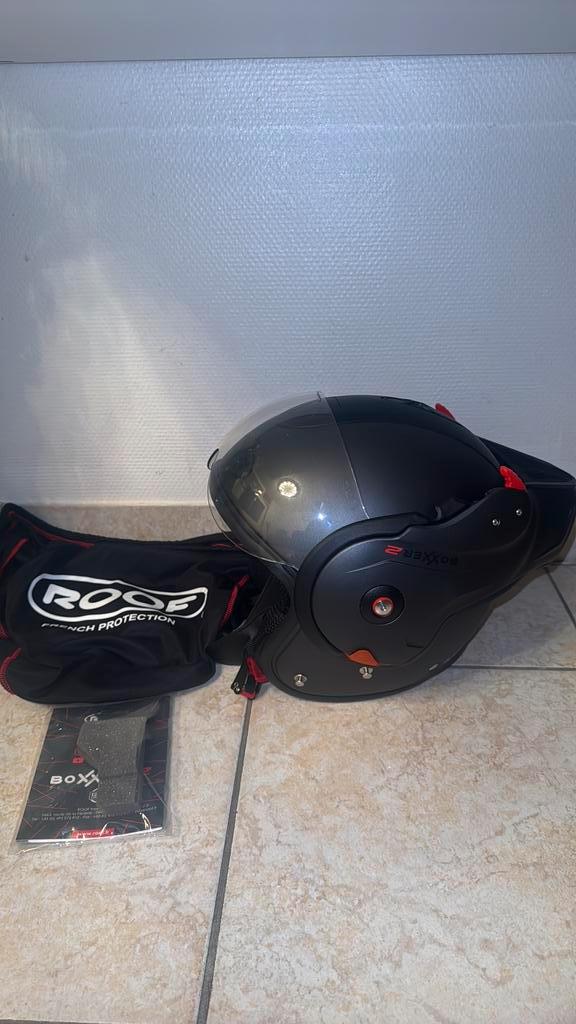 Roof Boxer V8 / Boxer R2 Helm – Maat L – Zwart, Fietsen en Brommers, Brommerhelmen, Zo goed als nieuw, Ophalen of Verzenden