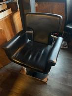 Zwarte Kappersstoel met Metalen Voet, Huis en Inrichting, Stoelen, Ophalen, Gebruikt, Zwart, Leer
