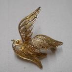 Zilveren goud verguld broche vogel nr.710, Sieraden, Tassen en Uiterlijk, Broches, Verzenden, Minder dan 4 cm, Zo goed als nieuw