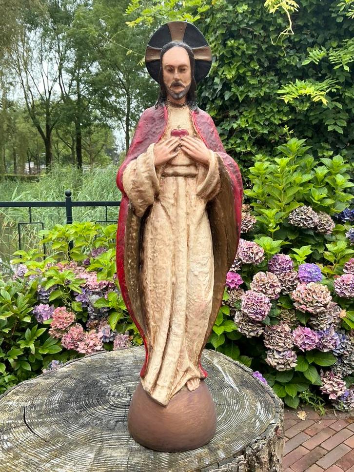 Antiek standbeeld ❤️ jezus heilig hart, Antiek en Kunst, Antiek | Religie, Ophalen of Verzenden