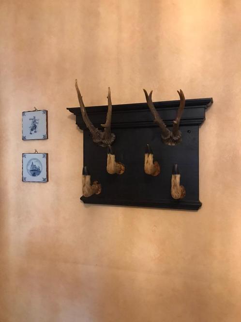 Klein kapstokje met geweitjes. Jacht., Antiek en Kunst, Curiosa en Brocante, Ophalen of Verzenden