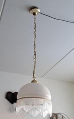 te koop witte glazen plafondlamp met pegels 30 cm in doorsne, Ophalen of Verzenden, Zo goed als nieuw, Glazen, Glas