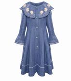 Blauwe jas met bloemen details, Ophalen, Zo goed als nieuw, Maat 38/40 (M), Blauw