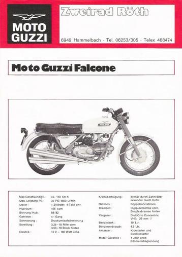 Folder MOTO GUZZI Falcone/ 750 Sport/ 850GT 1972 beschikbaar voor biedingen