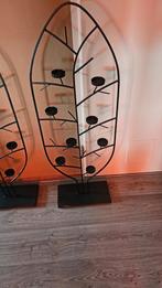 Metalen Blad Kandelaars - Set van 2, Gebruikt, 50 tot 75 cm, Zwart, Ophalen of Verzenden