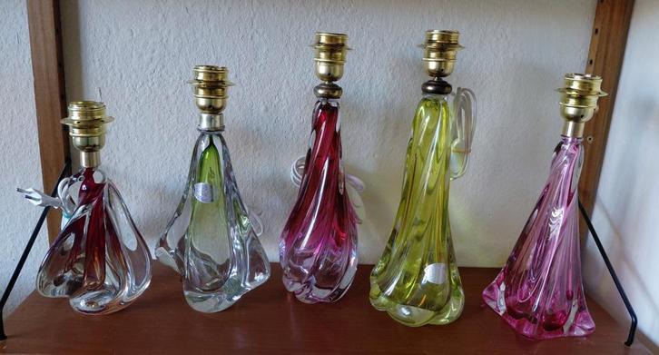 5 loodkristal Val st Lambert lampenvoeten jaren 50/60, Antiek en Kunst, Antiek | Lampen, Ophalen of Verzenden